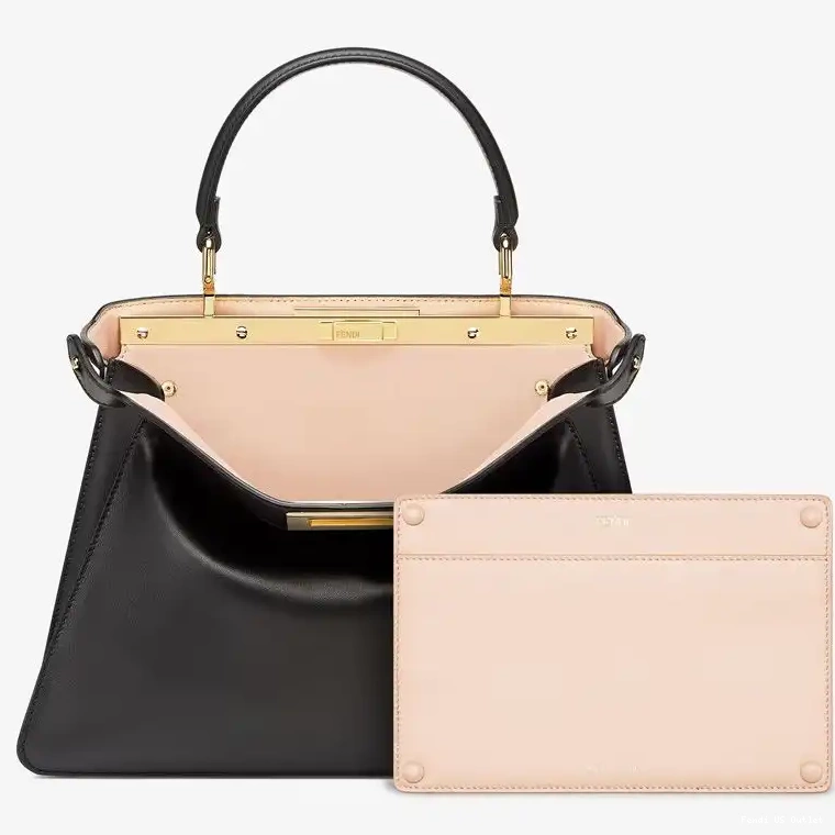 Vintage HOT ISeeU Bag Fendi Peekaboo Medium Nappa Laether In Black 0430